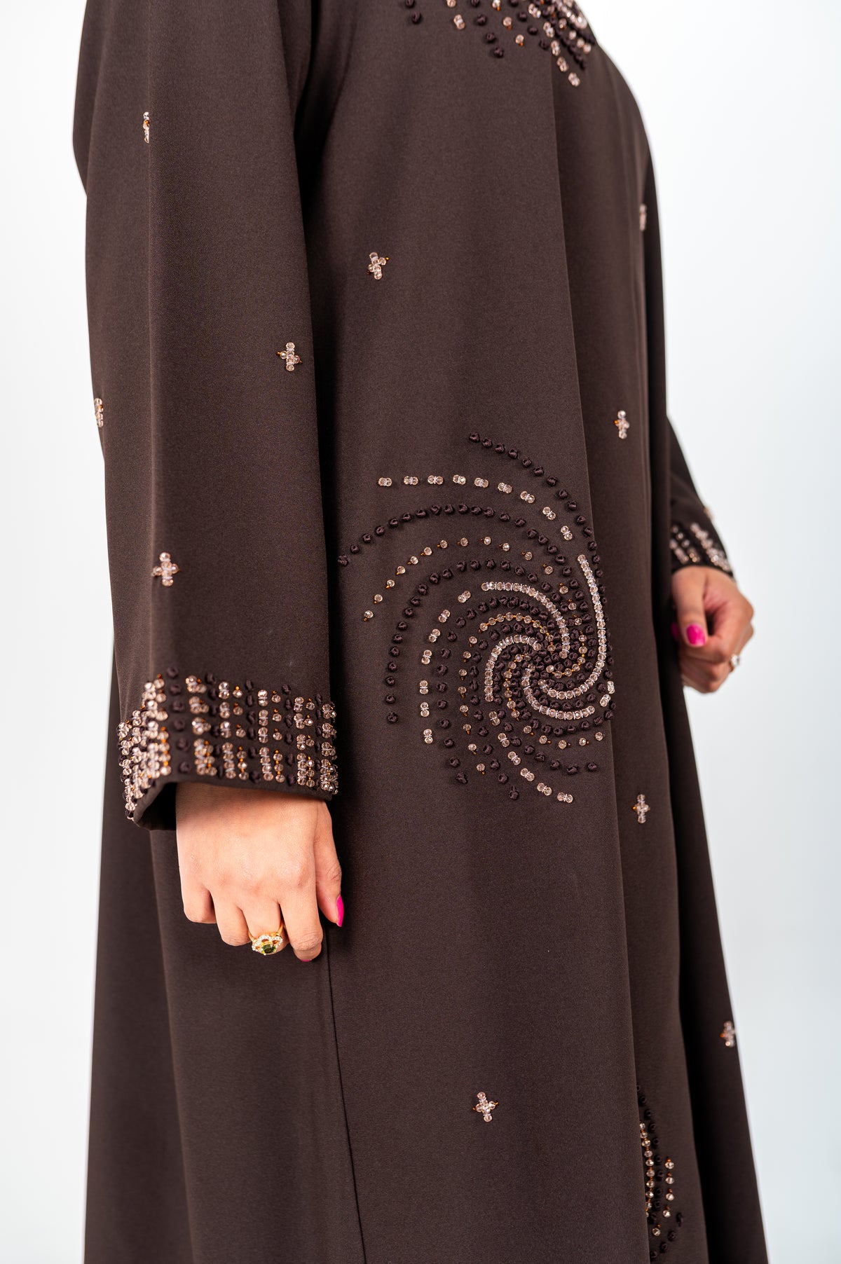 Noir Spiral Embellished Abaya