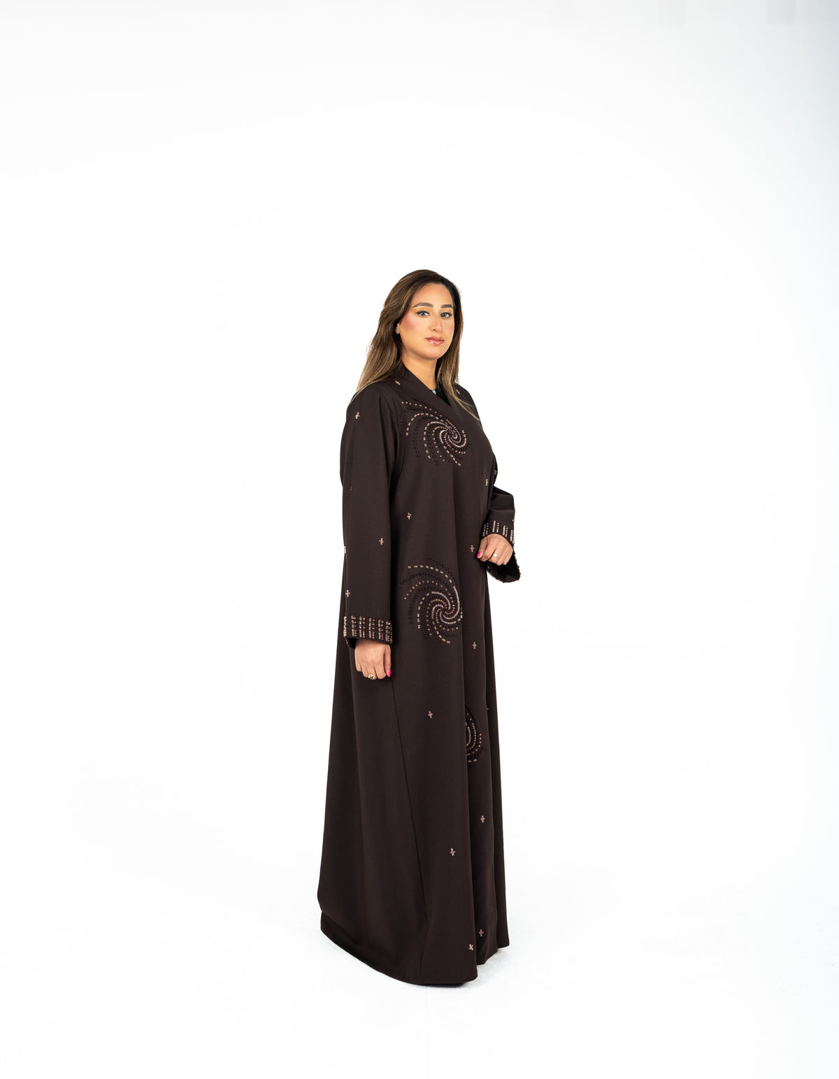 Noir Spiral Embellished Abaya