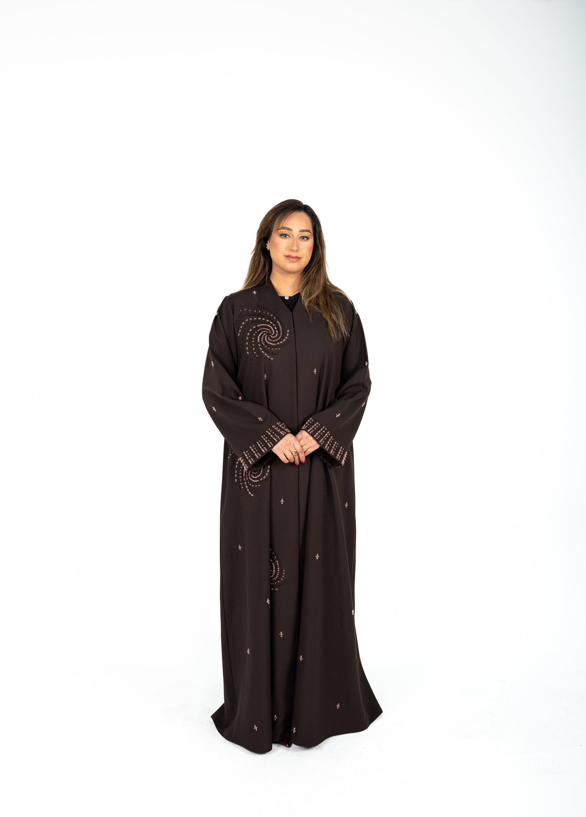 Noir Spiral Embellished Abaya