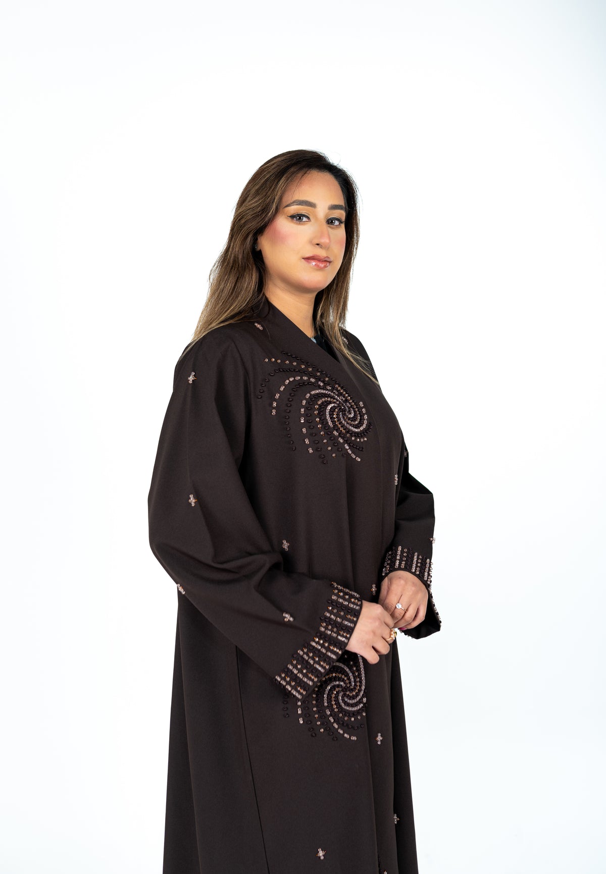 Noir Spiral Embellished Abaya
